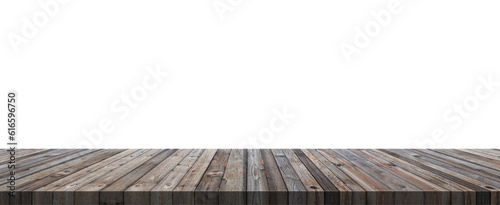 Wood table isolated on transparent background for montage product display. png file