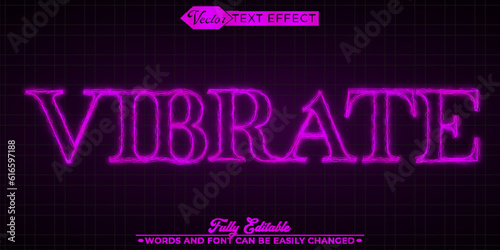 Purple Neon Wave Vibrate Vector Editable Text Effect Template