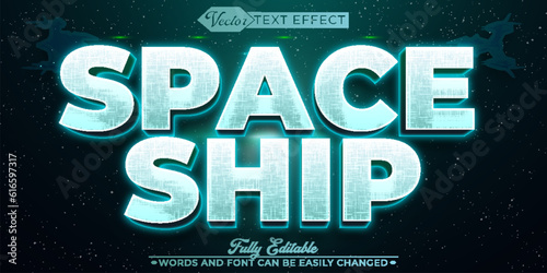 Turquoise Futuristic Space Ship Vector Editable Text Effect Template