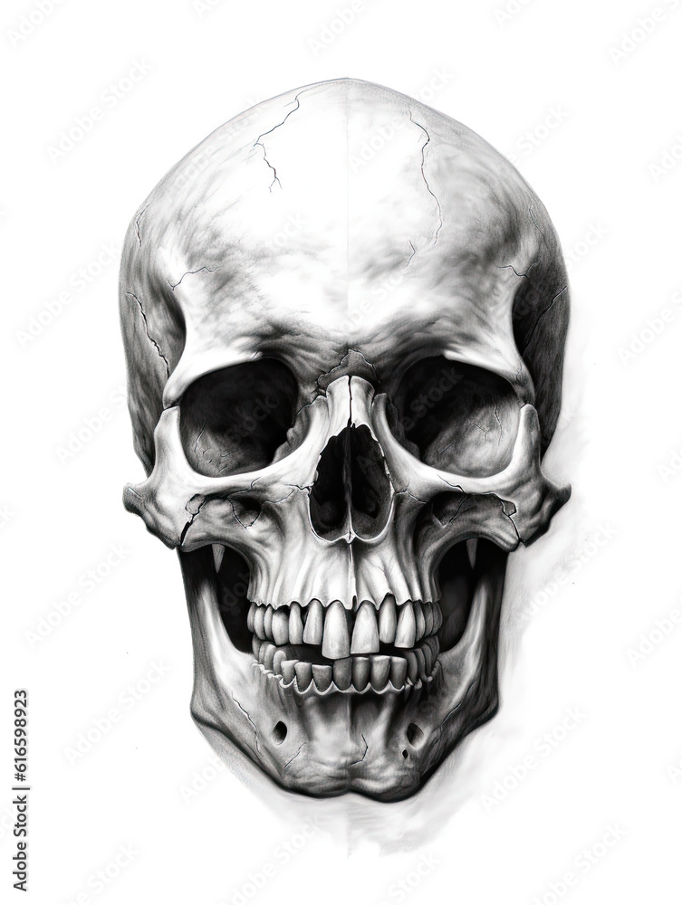 Fototapeta premium Realistic Skull, Logo, Wall Art, Bones, Halloween. Generative AI