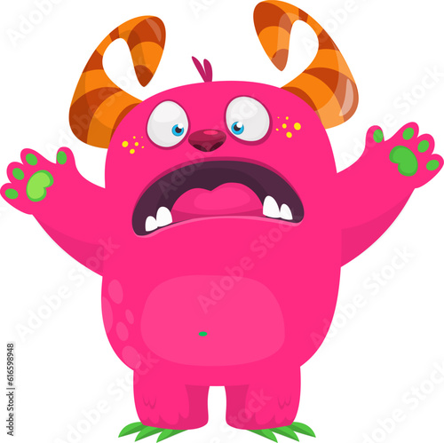 Angry cartoon monster waving hands illustration