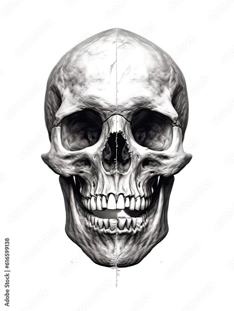 Obraz premium Realistic Skull, Logo, Wall Art, Bones, Halloween. Generative AI