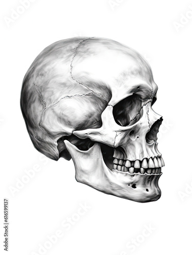 Realistic Skull, Logo, Wall Art, Bones, Halloween. Generative AI