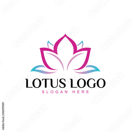 Pasteul pink lotus logo on white background,  © Le