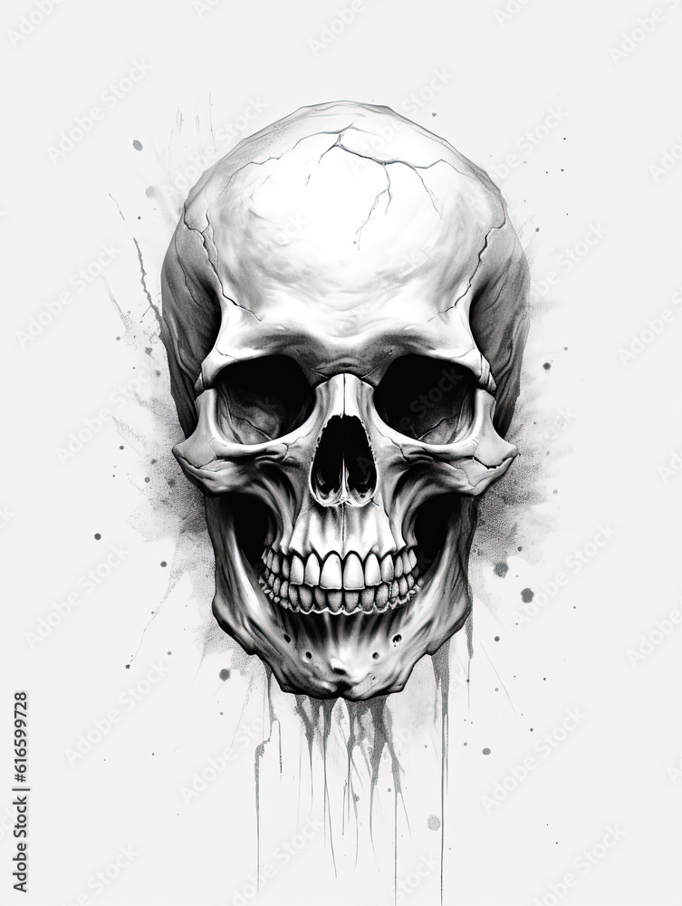 Fototapeta premium Realistic Skull, Logo, Wall Art, Bones, Halloween. Generative AI