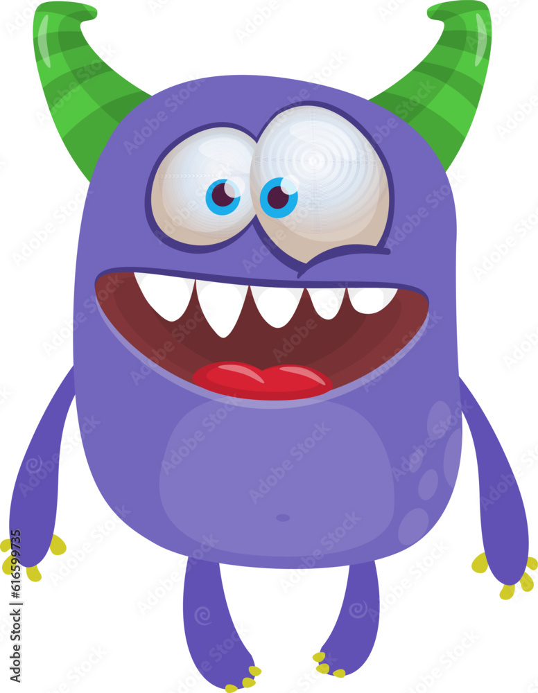 Happy cartoon monster waving hands. Halloween vector illustration. Great for package or party decoration Happy cartoon monster waving hands. Halloween vector illustration. Great for package or party decoration