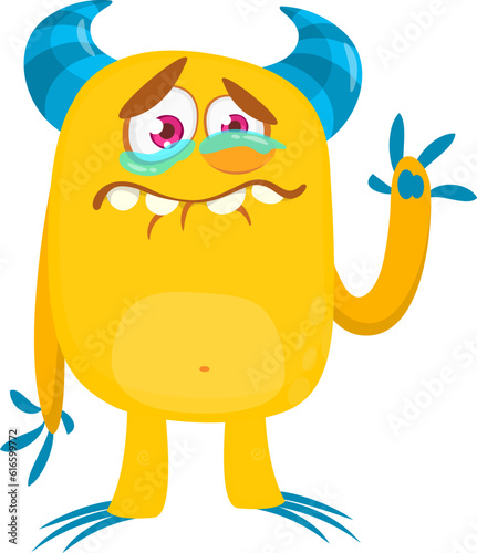 Sad cartoon monster. Halloween vector illustration. Great for package or party decoration