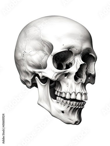 Realistic Skull, Logo, Wall Art, Bones, Halloween. Generative AI