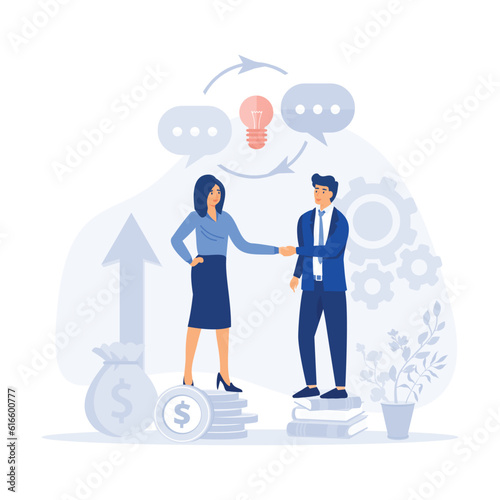 Business people shaking hands. venture investment, flat modern vector illustration