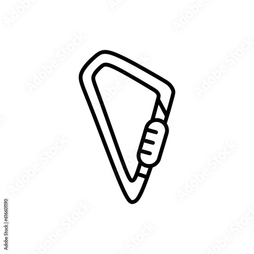 Carabiner icon in outline mode. Vector illustration of summer camping equipment in trendy style. Editable graphic resources for many purposes.