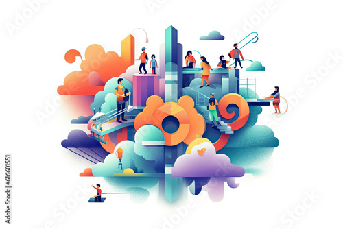 work together for tech company illustration generated with AI