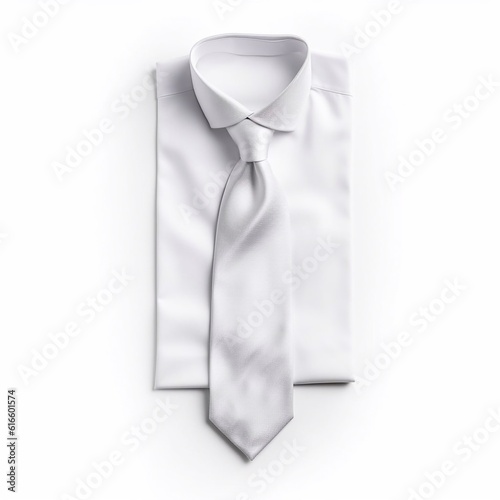 white shirt and tie isolated on the white background generative AI