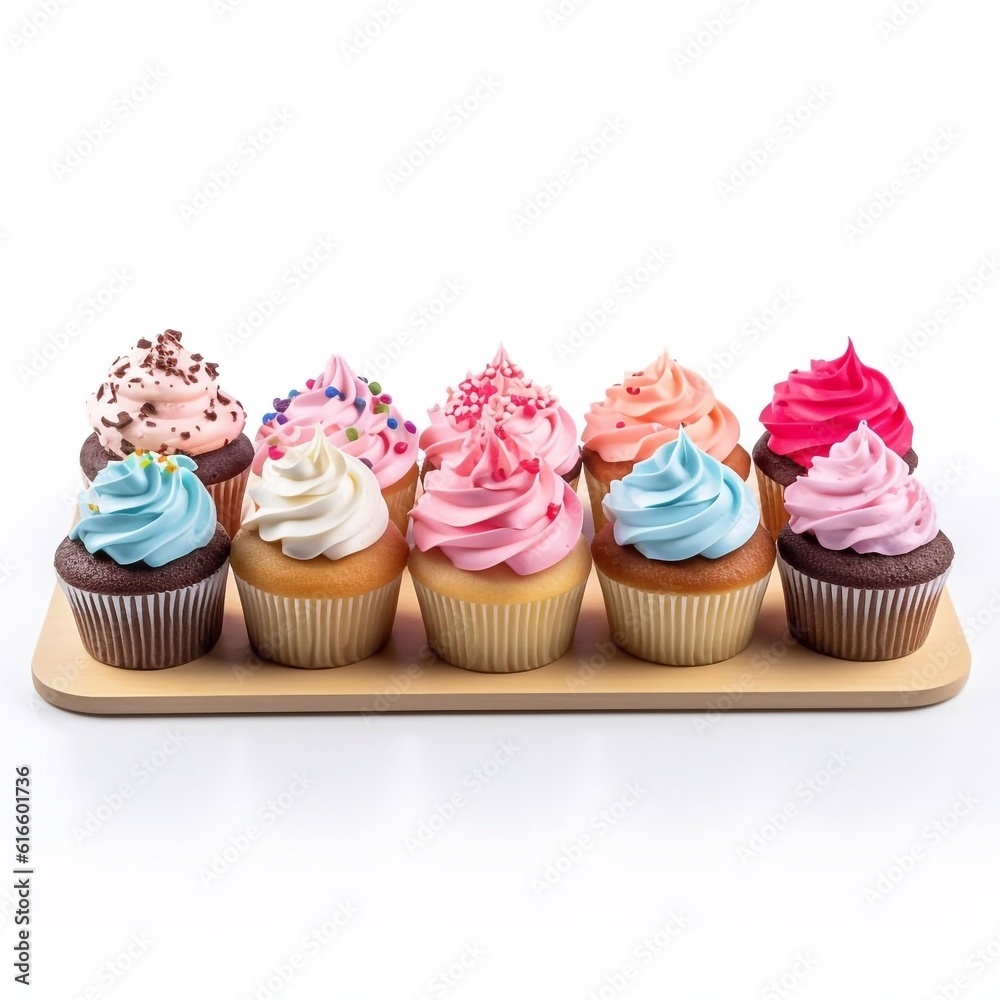 cupcake with frosting isolated on the white background generative AI