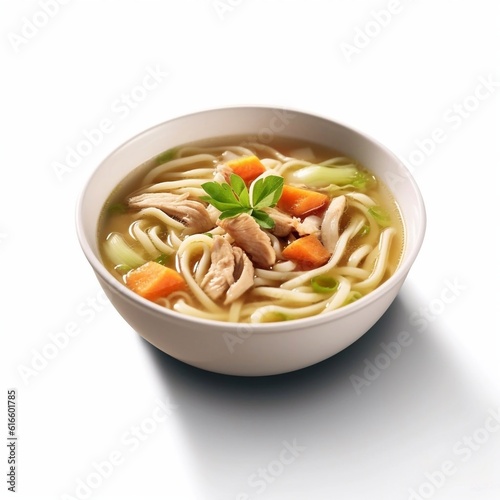 bowl of noodles isolated on the white background generative AI