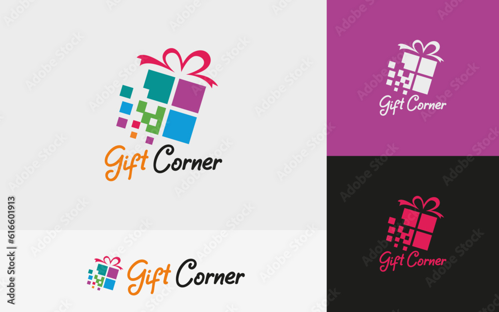 Gift logo design concept for gift corner, gift vector symbol