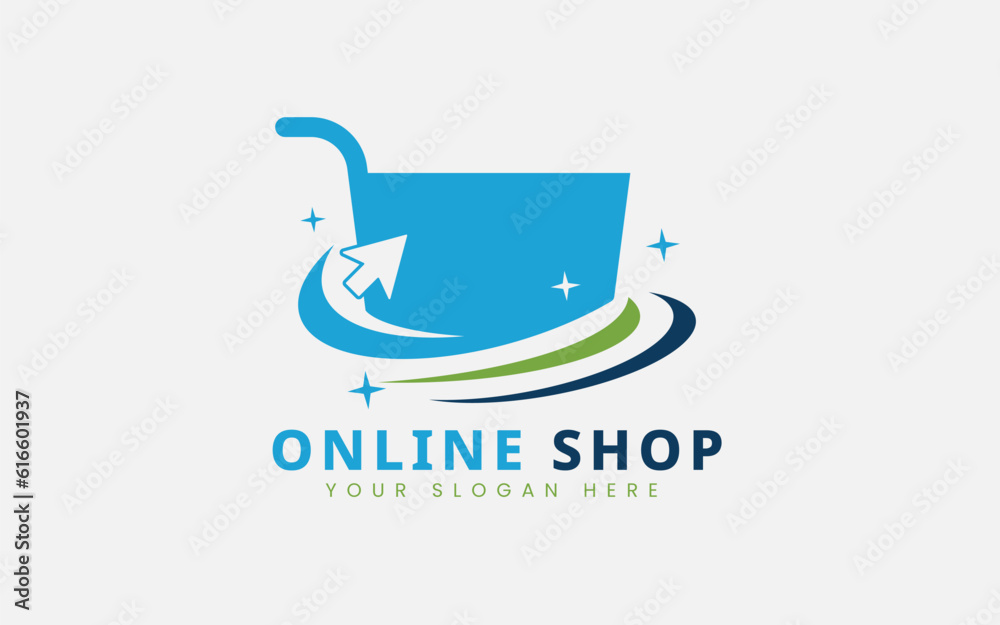 Online Shopping Gift Logo Templates, Gift Shop Logo with cart Vector, 