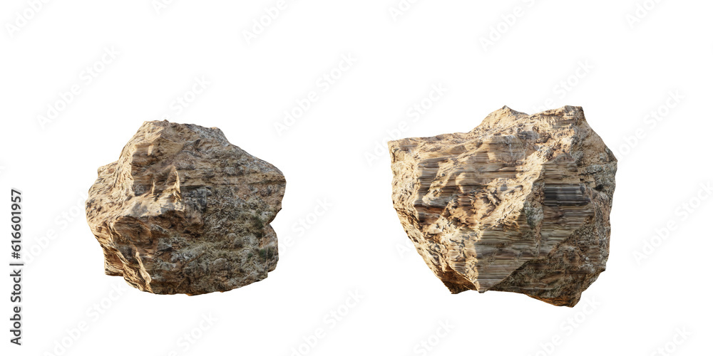 isolated cutout rock or stone in different variation model option, best use for landscape design, or use in post pro render,