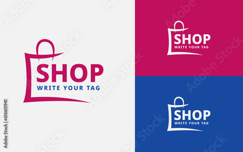 Shopping logo with bag vector.