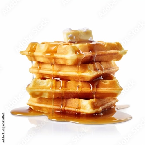 stack of pancakes with honey generative AI