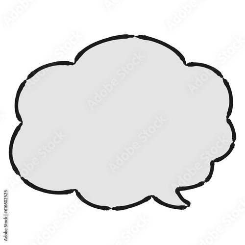 もこもこのかわいい吹き出し（白黒）