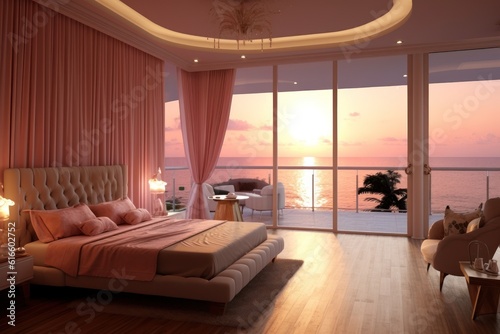 Honeymoon Suite tropicana beach with 180 angle sea view (AI generative)