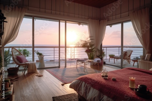 Honeymoon Suite tropicana beach with 180 angle sea view (AI generative)