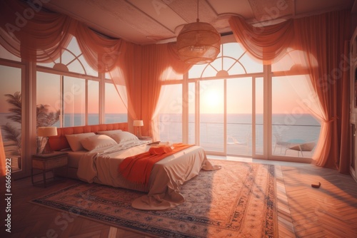 Honeymoon Suite tropicana beach with 180 angle sea view (AI generative)
