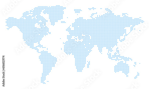 World Map Blue Dots