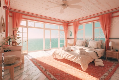 Honeymoon Suite tropicana beach with 180 angle sea view (AI generative)