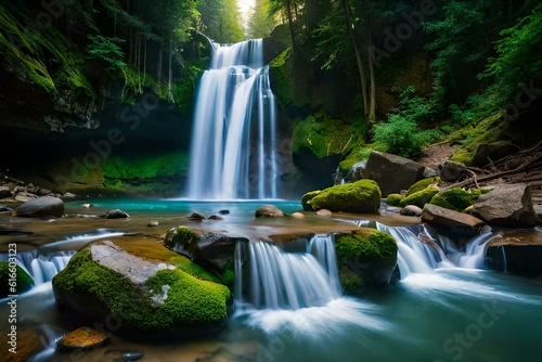 water fall on the mountain generated by AI tool