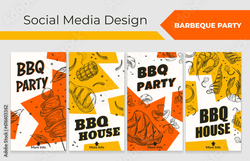 Netowrk stories collection with bbq party promo
