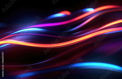 Neon light wave background, 3d Rendering, Abstract Background, Light Background, Color Background © windofsoul