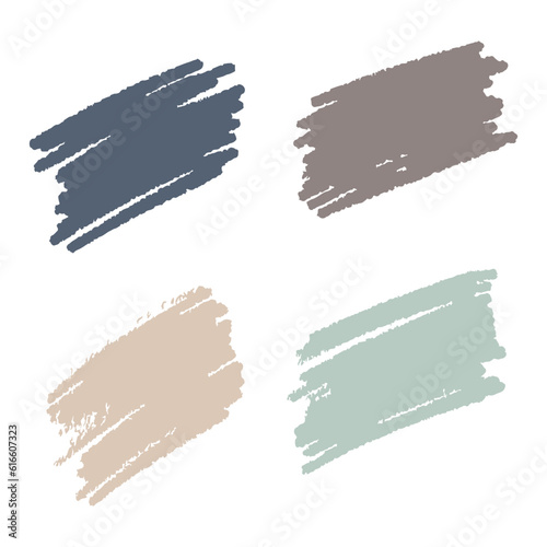 Paint brush strokes stripes collection isolated on white background, pastel colors.