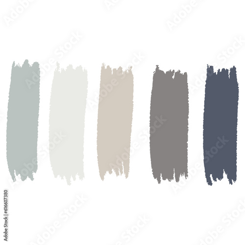Paint brush strokes stripes collection isolated on white background, pastel colors.