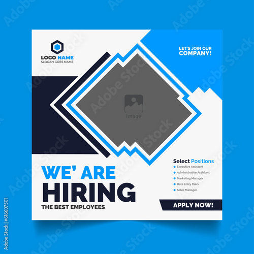 We are hiring job vacancy social media post or Social Media Square Banner design templates, Corporate hiring job for social media post template or web banner design