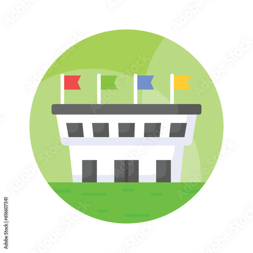 Customizable icon of stadium in editable style, isolated on white background