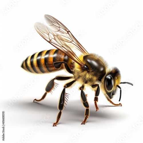 golden honeybee on white background created using generative AI tools