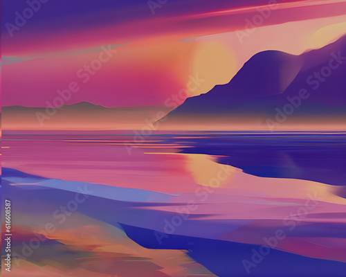Multi-coloured sunset over the sea © Infinite design