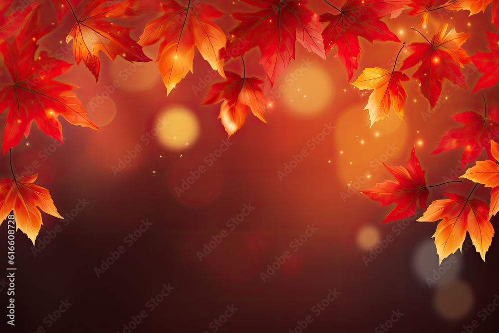 Shiny autumn leaves banner background created using generative Ai tools Shiny autumn leaves banner background created using generative Ai tools
