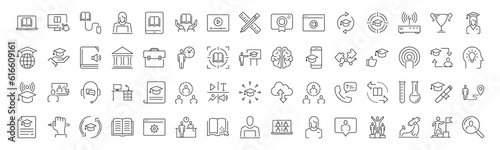 Set of E-learning thin line icons. E-learning icon collection EPS10 - Stock Vector