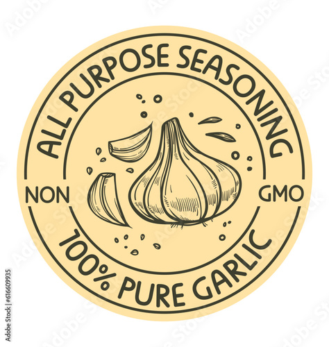 All purpose seasoning, non gmo pure garlic label