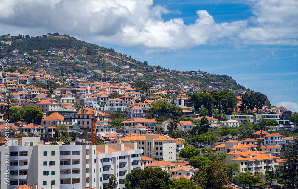 landscape of the city of Funchal on the island of Madeira