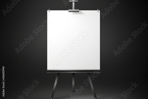 Blank, white, paper, hanging, black stand 