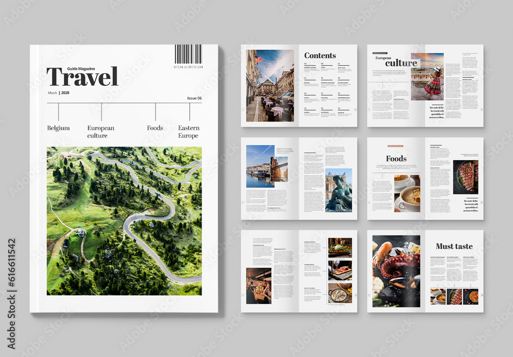 Minimal Travel Magazine Layout Stock Template | Adobe Stock
