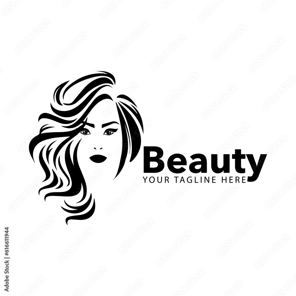 Beauty hair salon logo design vector