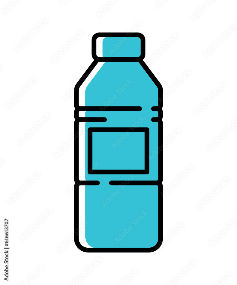 Bottle water plastic outline art icon vector illustration