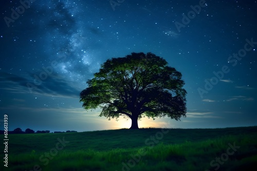 満天の星空と１歩の木 with generative ai