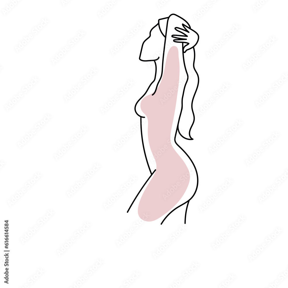 Nude female line art vector illustration. Nude female line art vector illustration.