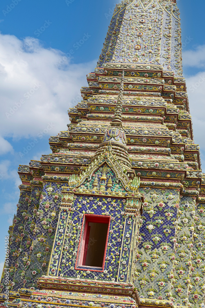 Colorful Antique Pagoda Temple in Bangkok Thailan