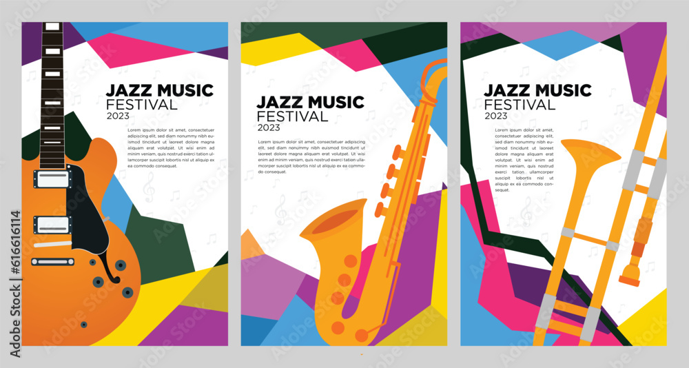 Εκτύπωση καμβά vector illustration colorful summer Jazz music festival banner flat design